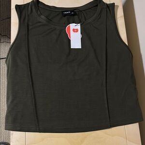 Cider Green Crop Fitted Tank Top